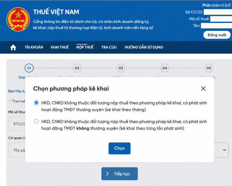 Hộ kinh doanh lựa chọn phương pháp kê khai phù hợp.