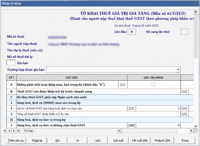 Lập tờ khai thuế trên phần mềm HTKK.