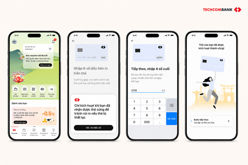 Kích hoạt thẻ tín dụng Techcombank qua Techcombank Mobile