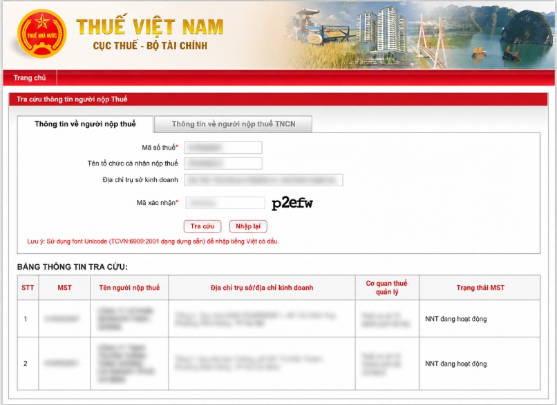 Kiểm tra mã số thuế doanh nghiệp tại Cổng thông tin của Cục Thuế. 