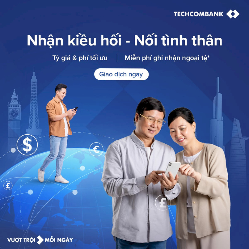 Nhận kiều hối Nối tình thân với Techcombank.