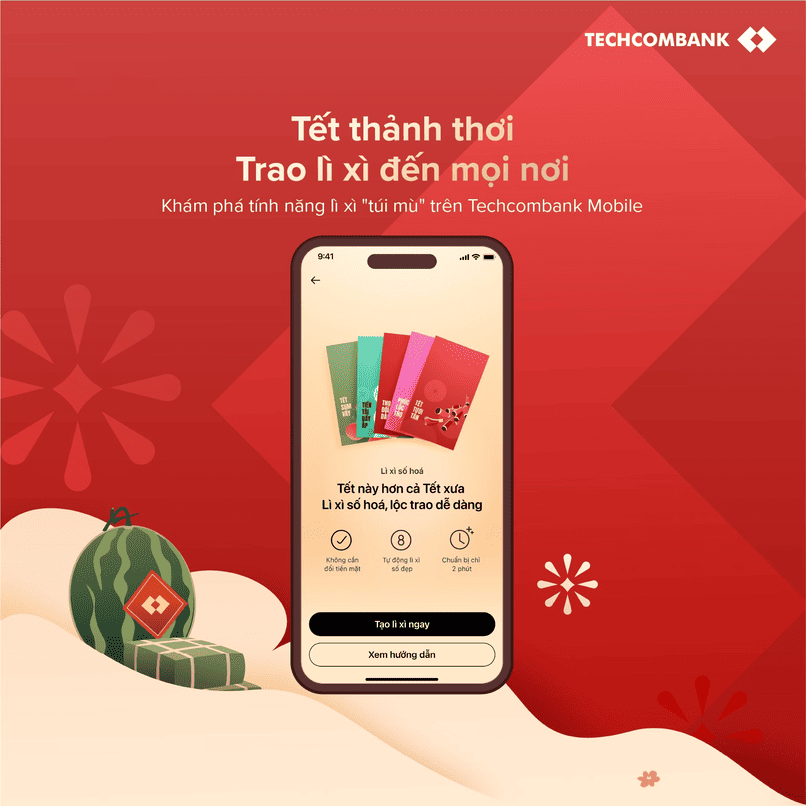 Tết thảnh thơi với Techcombank Mobile.