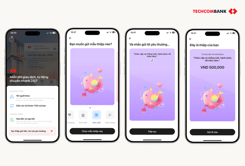 Trao gửi yêu thương với Techcombank Mobile.