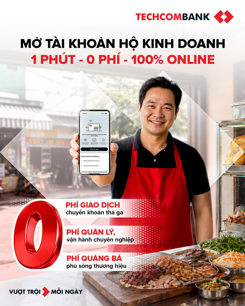 Techcombank giúp chủ cửa hàng tiết kiệm từng đồng với nhiều đặc quyền khi mở Tài khoản Hộ kinh doanh. 