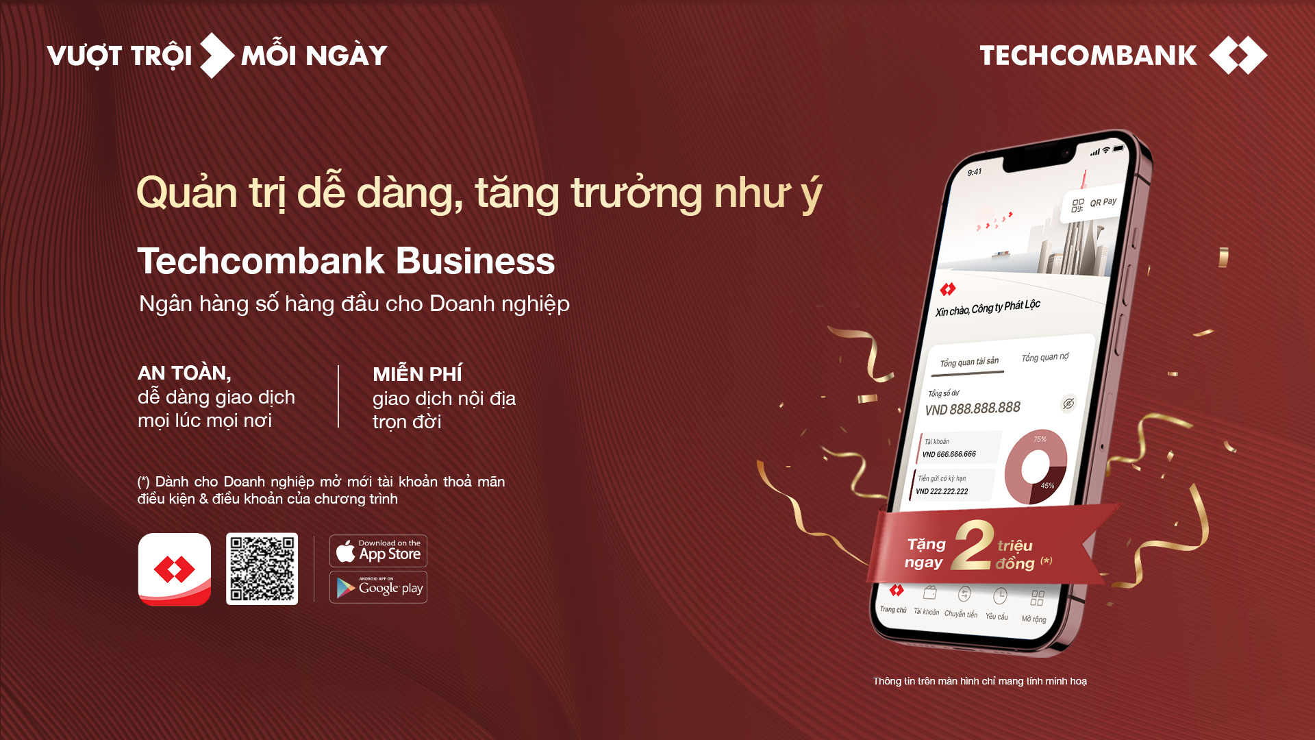 Lợi ích của ngân hàng số - Quản lý tài chính dễ dàng với ứng dụng ngân hàng số Techcombank Business dành cho doanh nghiệp.