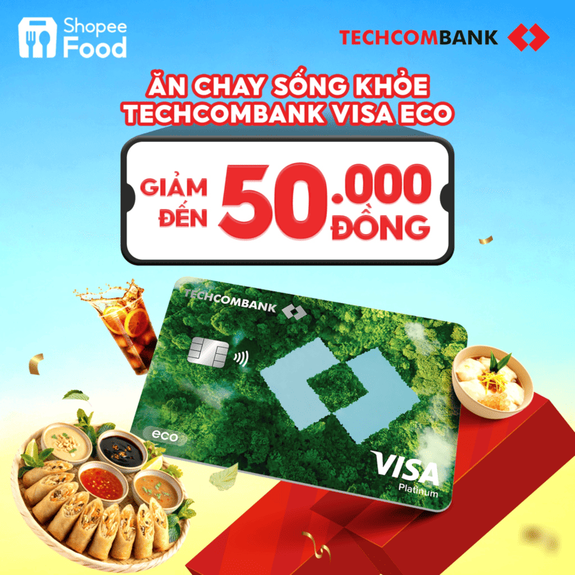 Ưu đãi Shopee Food cho chủ thẻ thanh toán Techcombank.
