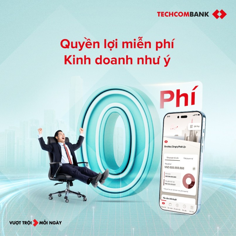 Mở tài khoản doanh nghiệp tại Techcombank để nhận nhiều ưu đãi về phí hấp dẫn