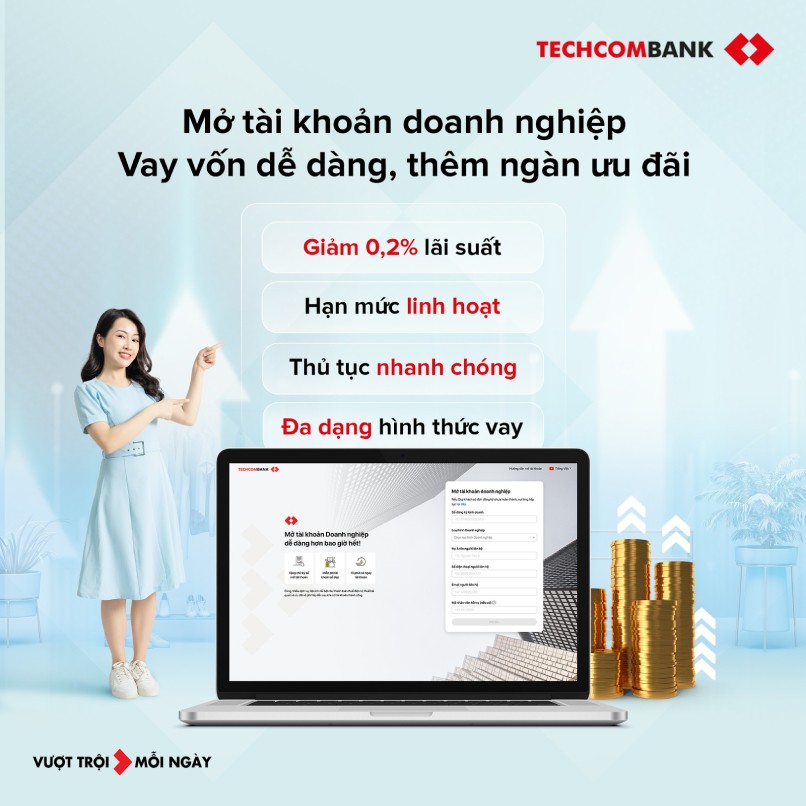 Techcombank có nhiều chương trình ưu đãi về phí hấp dẫn dành cho khách hàng khi mở tài khoản doanh nghiệp