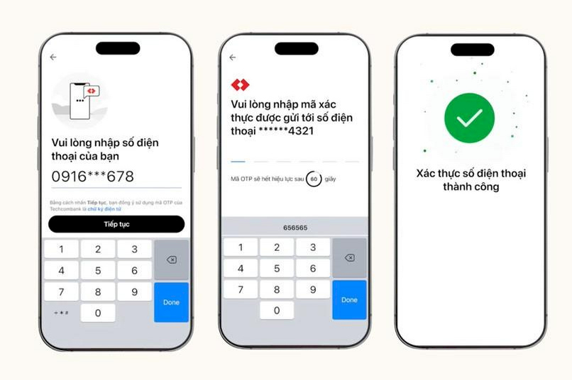 Mở tài khoản ngân hàng trên Techcombank Mobile bước 2