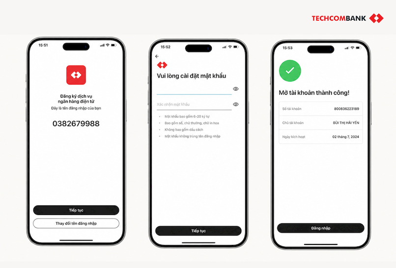Thiết lập đăng nhập trên Techcombank Mobile