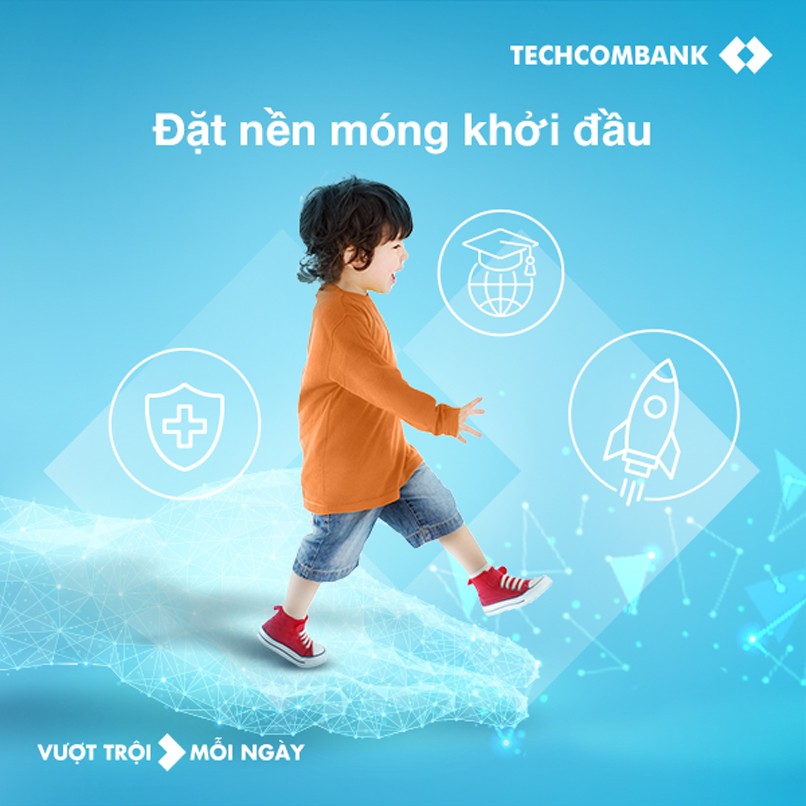 Giải pháp Tích lũy Như Ý của Techcombank đồng hành với phụ huynh trên hành trình tiết kiệm cho con.