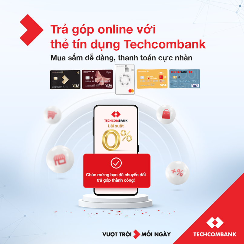 Trả góp online với thẻ tín dụng Techcombank