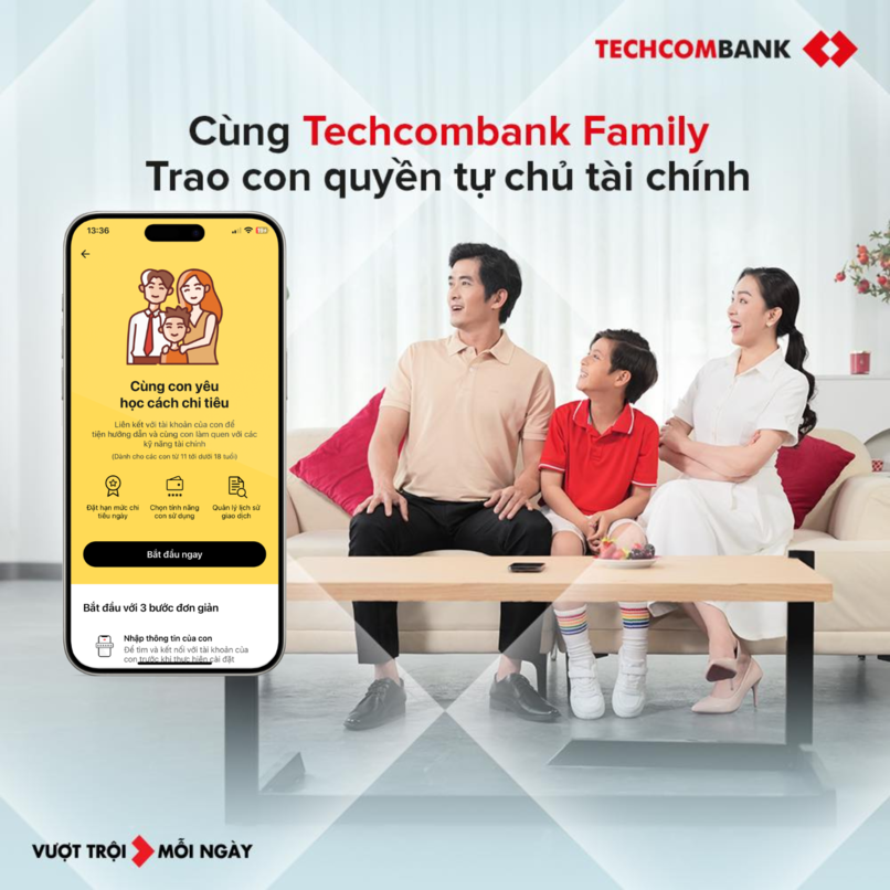 TCB Family là giải pháp tài chính gia đình hiện đại, cho phép phụ huynh mở tài khoản ngân hàng cho trẻ em, theo dõi và quản lý tài chính gia đình một cách hiệu quả.