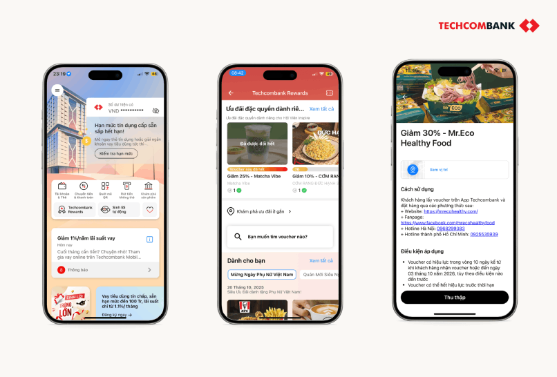 Nhận voucher Mr.Eco trên Techcombank Mobile.