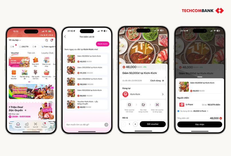 Đổi UPoint nhận voucher Mr.Eco trên app Techcombank OneU. 