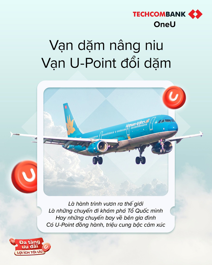 Đổi dặm bay Vietnam Airlines với U Point.