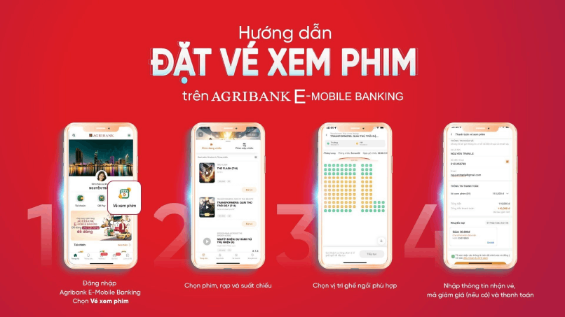 Hướng dẫn mua vé xem phim trên ngân hàng số Agribank.