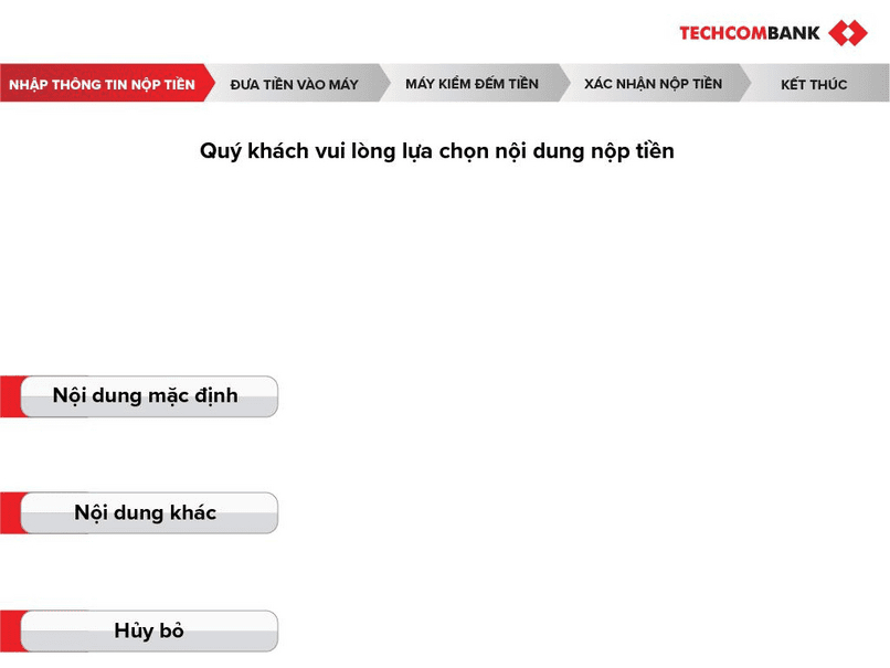 Chọn nội dung nộp tiền. 
