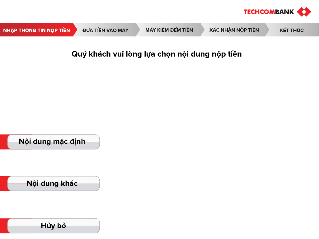 Chọn nội dung nộp tiền