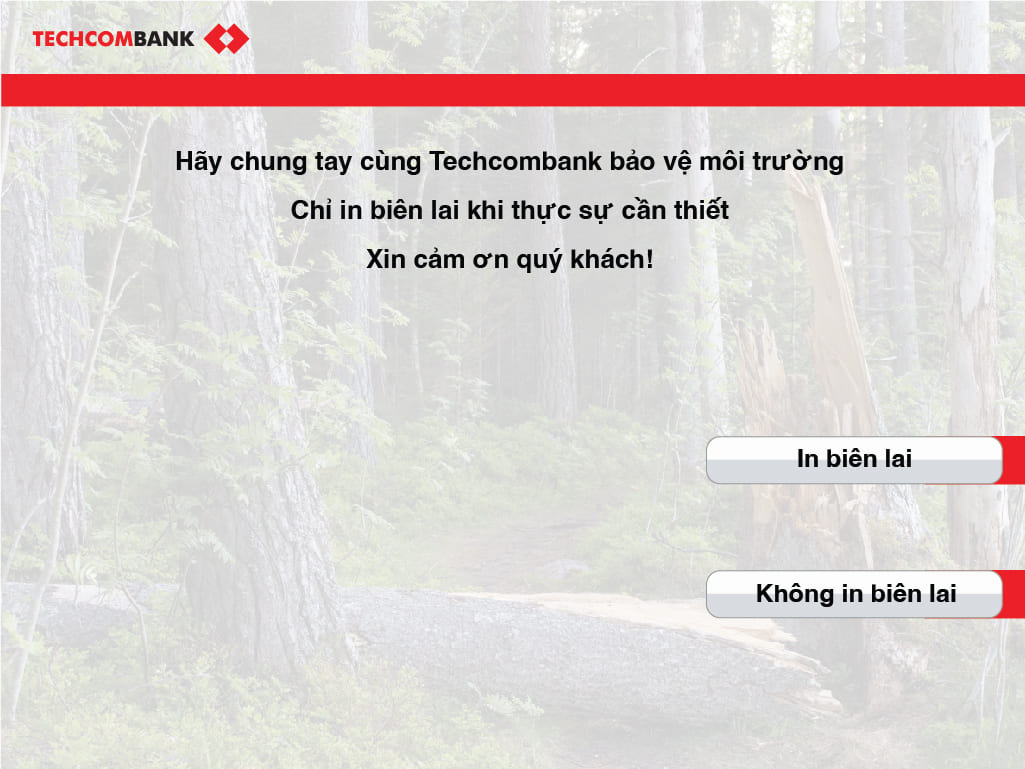 Chọn in biên lai hoặc không