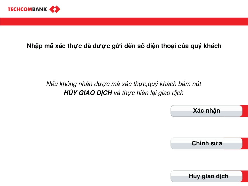 Nhập mã xác thực được gửi về điện thoại