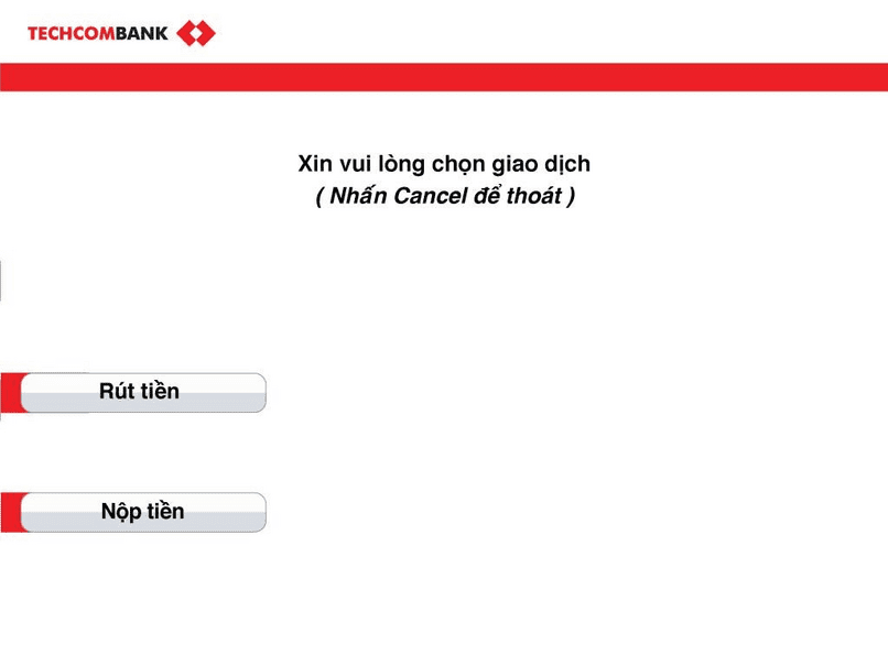 Chọn giao dịch nộp tiền.