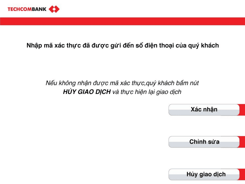 Nhập mã xác thực được gửi về điện thoại.