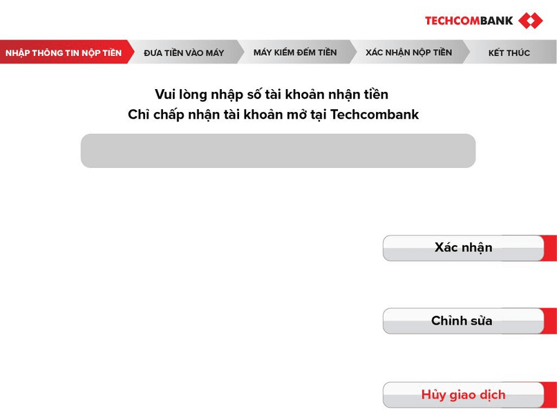 Nhập số tài khoản nhận tiền.