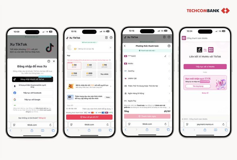 Hướng dẫn nạp xu TikTok bằng ví điện tử. 

