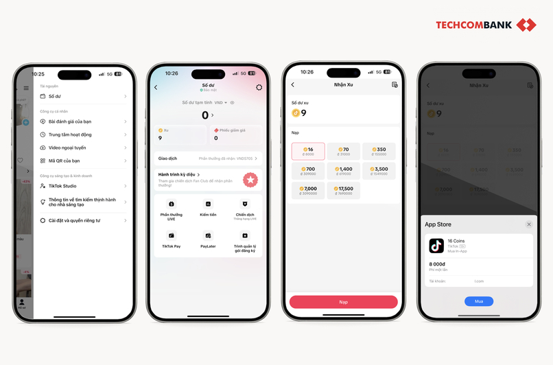 Hướng dẫn nạp xu TikTok ngay trên ứng dụng.  

