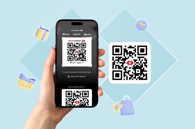 Chủ tài khoản có thể quét mã QR để chuyển tiền trên Techcombank Mobile trong vòng 5 giây.