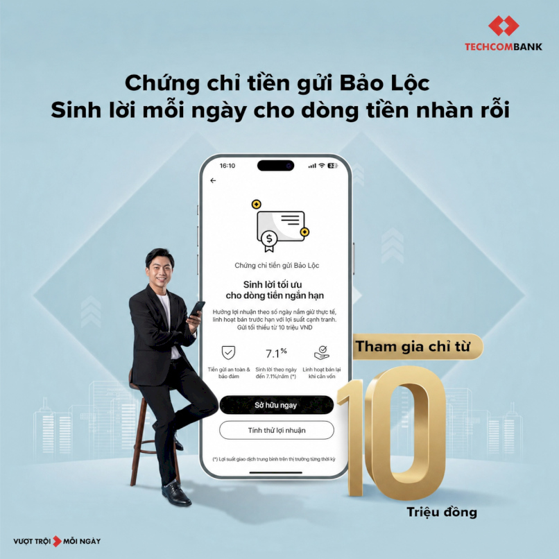 Nguyên tắc quản lý tài chính cá nhân với chứng chỉ tiền gửi Bảo Lộc Online trên Techcombank Mobile