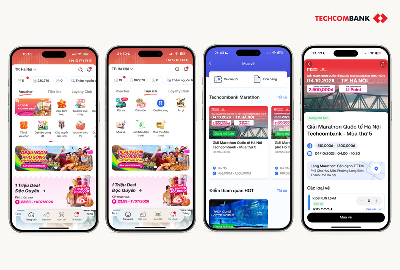 Mua vé với UPoint trên app Techcombank OneU. 