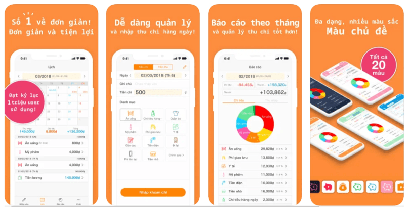 Giao diện ứng dụng Money Note