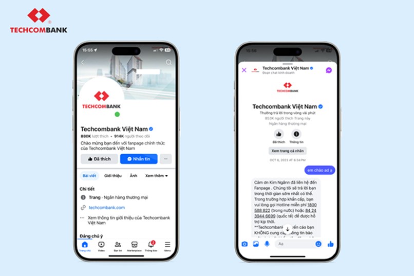 Fanpage có tích xanh của Techcombank.