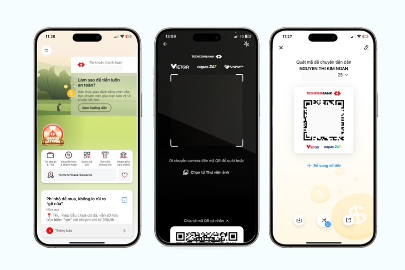 Khách hàng cá nhân lấy mã QR Techcombank trực tiếp trên Techcombank Mobile.
