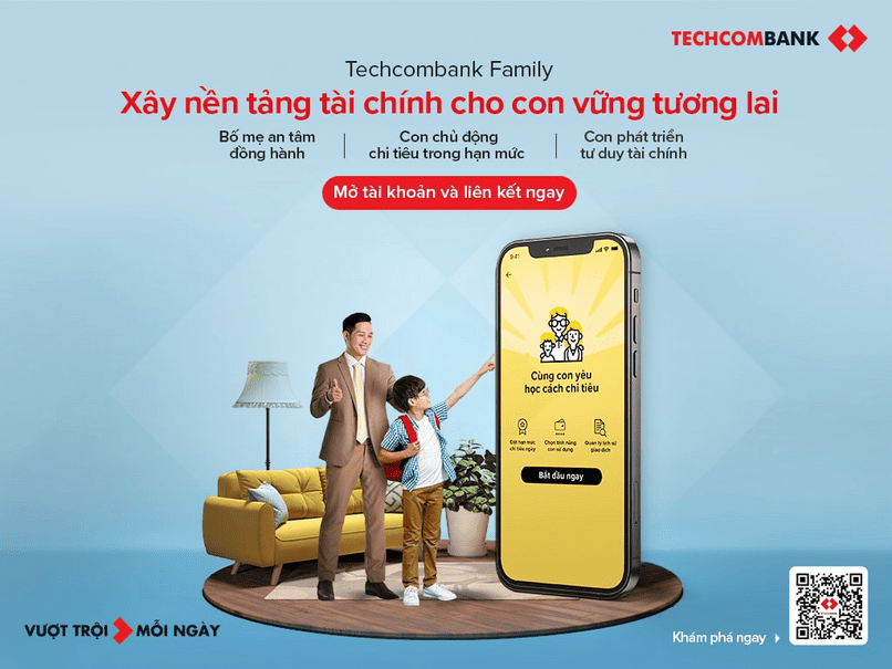 Techcombank Family là tính năng ra mắt trước, hiện đã có tên gọi mới là Tài khoản cho con.