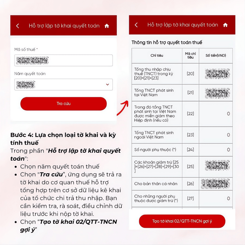 Lựa chọn loại tờ khai và kỳ tính thuế.