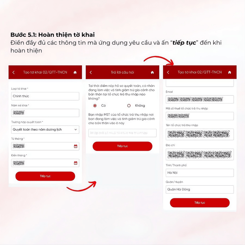 Hoàn thiện tờ khai.