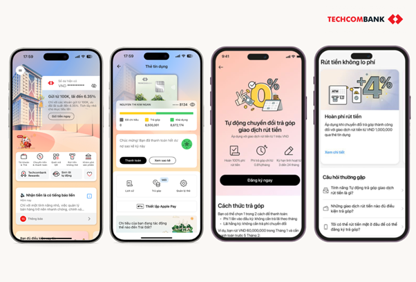 Hướng dẫn chuyển đổi trả góp giao dịch rút tiền trên Techcombank Mobile