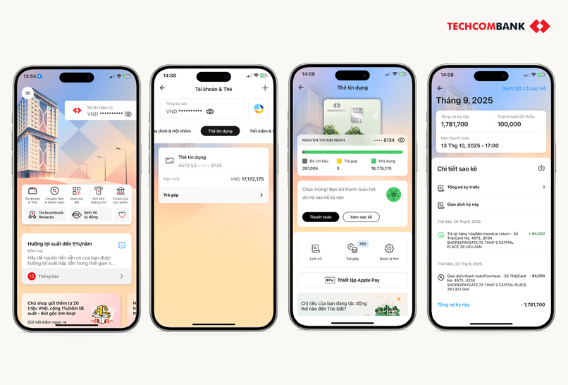 Xem sao kê trên Techcombank Mobile.