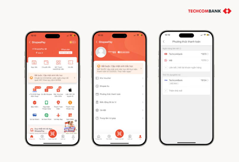 Các bước liên kết tài khoản, thẻ ngân hàng với ShopeePay.
