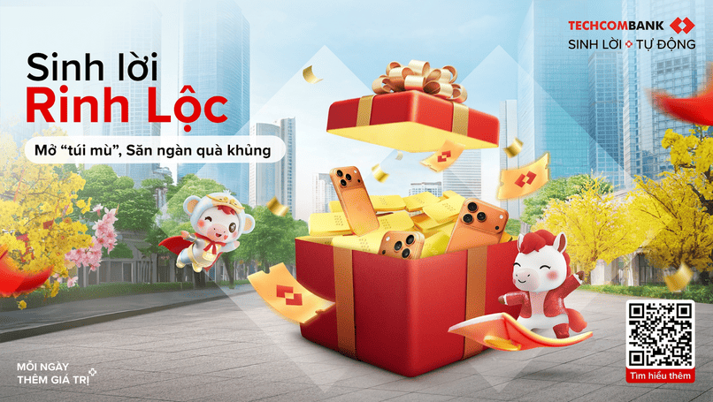 Nối dài giá trị của Sinh Lời Tự Động, Techcombank ra mắt chương trình Sinh Lời Rinh Lộc nhân dịp Tết 2026.