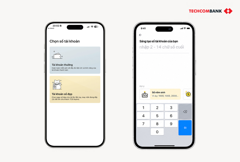 Các bước chọn Tài khoản số đẹp tại Techcombank