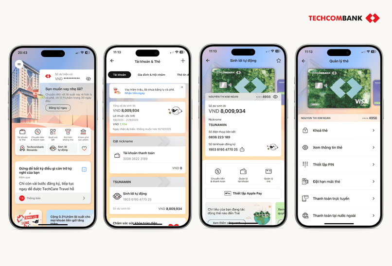 Khách hàng có thể tra cứu thông tin thẻ trên Mobile Banking.