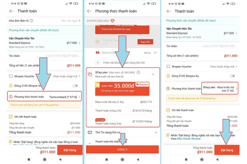Cách thanh toán đơn hàng bằng ví SPayLater.