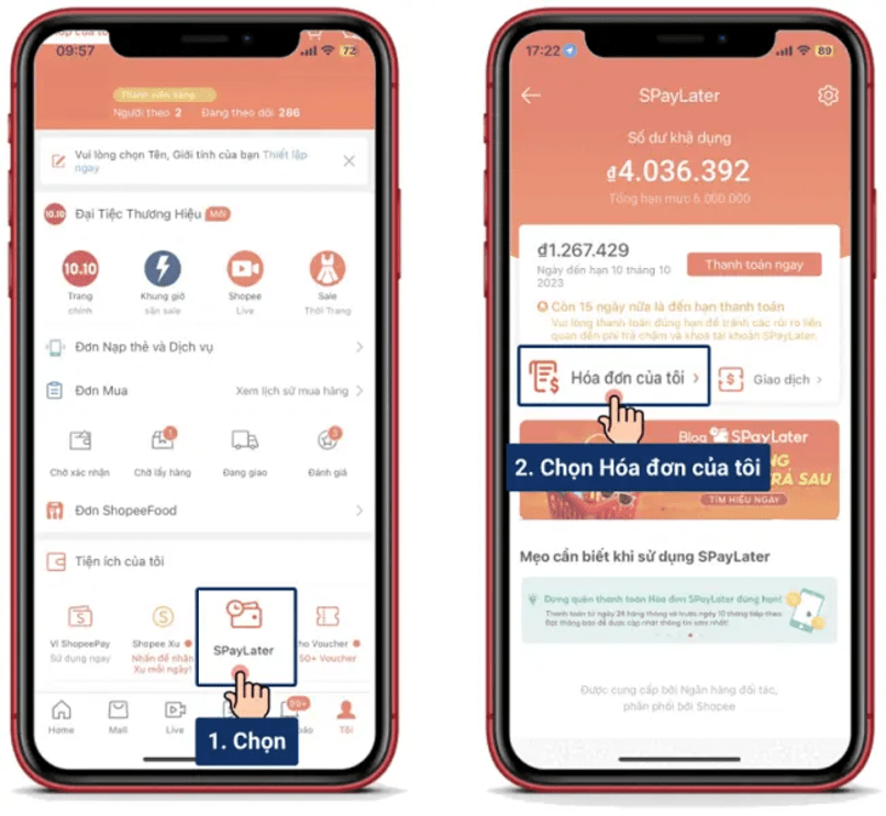 Cách thanh toán hóa đơn SPayLater.
