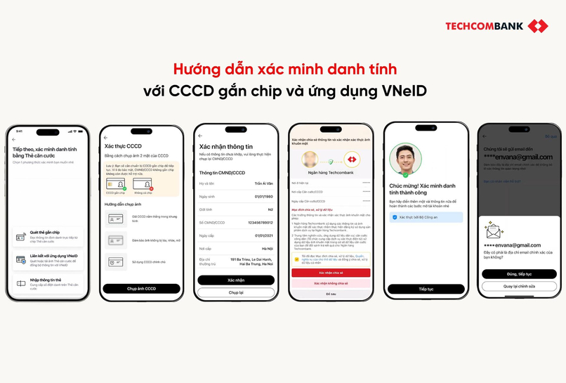 Các bước xác minh danh tính với CCCD gắn chip và ứng dụng VNeID.