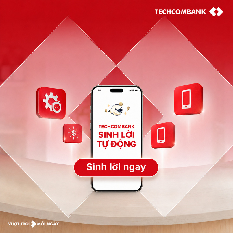 Tối ưu tiền nhàn rỗi với tính năng Sinh Lời Tự Động từ Tài khoản Hộ kinh doanh Techcombank.