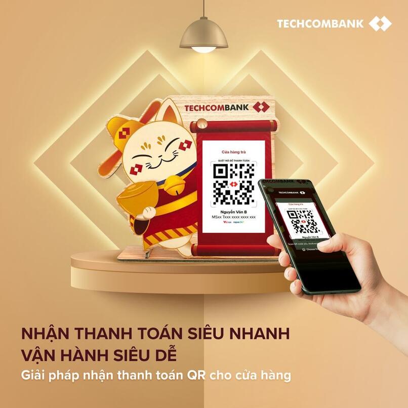 Giải pháp nhận thanh toán QR cho cửa hàng của Techcombank.